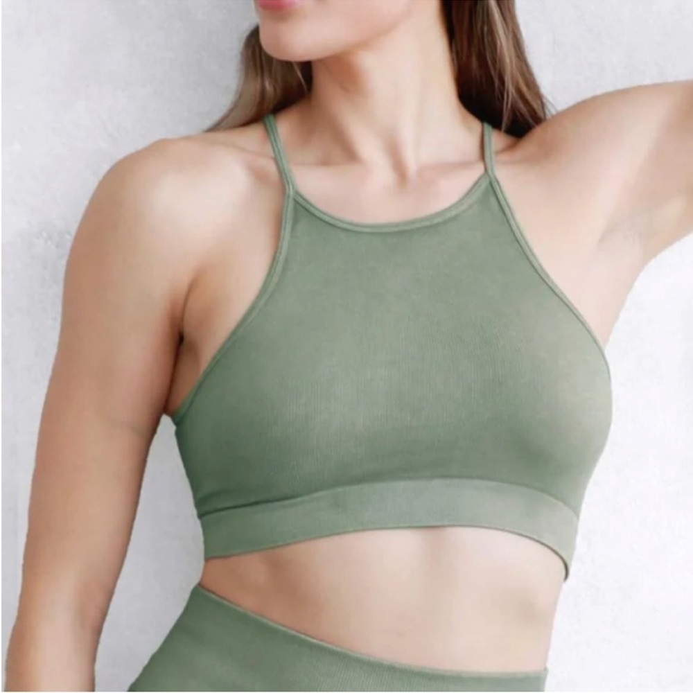 Women's blue/sage Bralette crop top sports bra